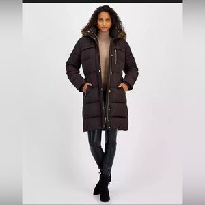 Michael Kors Women's Faux-Fur-Trim Hooded Puffer Coat size M new with tag